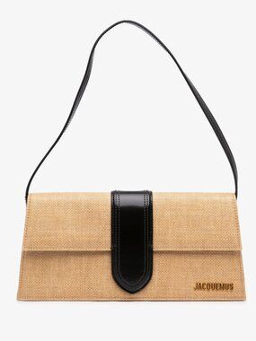 NEW Jacquemus  Raffia and Black Le Bambino Long Shoulder Bag with COA